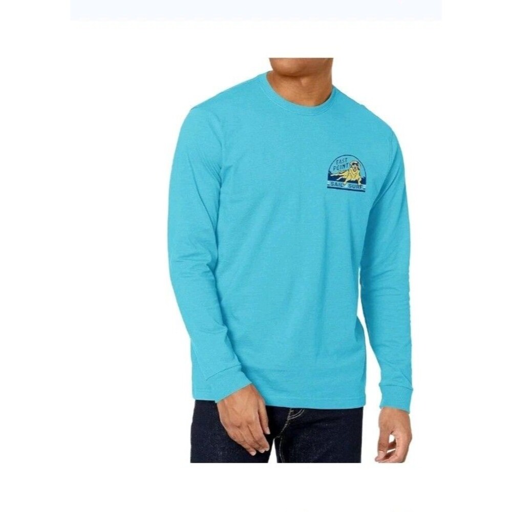 Izod Saltwater Beach Performance Graphic Tee Size XL Blue Long Sleeve.    New